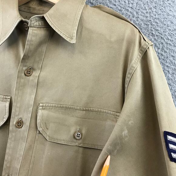 Vintage 1965 USAF Uniform Shirt Khaki Tan Button Up - Picture 4 of 11